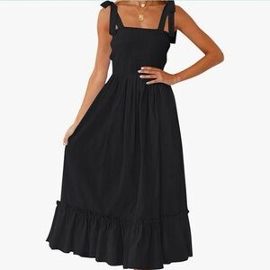 Zesica Maxi Dress NWT Smocked, Sleeveless, Ruffle Tier Hem, Black Viscose Medium